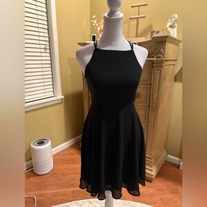 Lulus Elegant Black Halter Mini Dress
